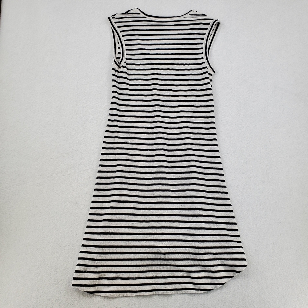 Banana Republic Dress Linen Blend Womens Size Small Striped Black White - Picture 6 of 9